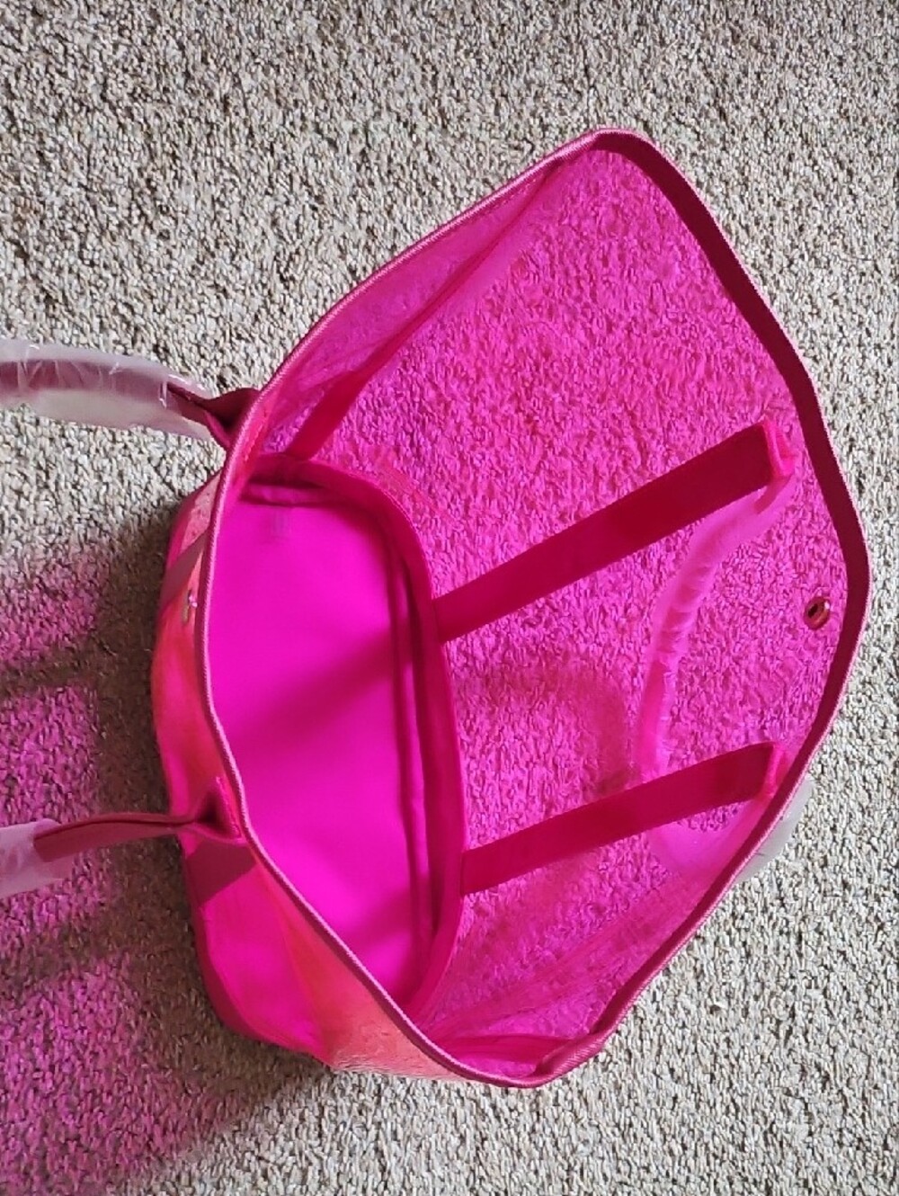 Hot Pink Clear PVC Vinyl Shoulder Tote Bag Beach Stadium Bag NWT - Picture 3 of 4